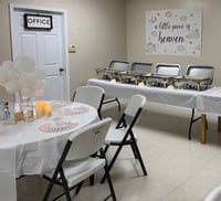 Image 3 of Plastic table set up for 6 people