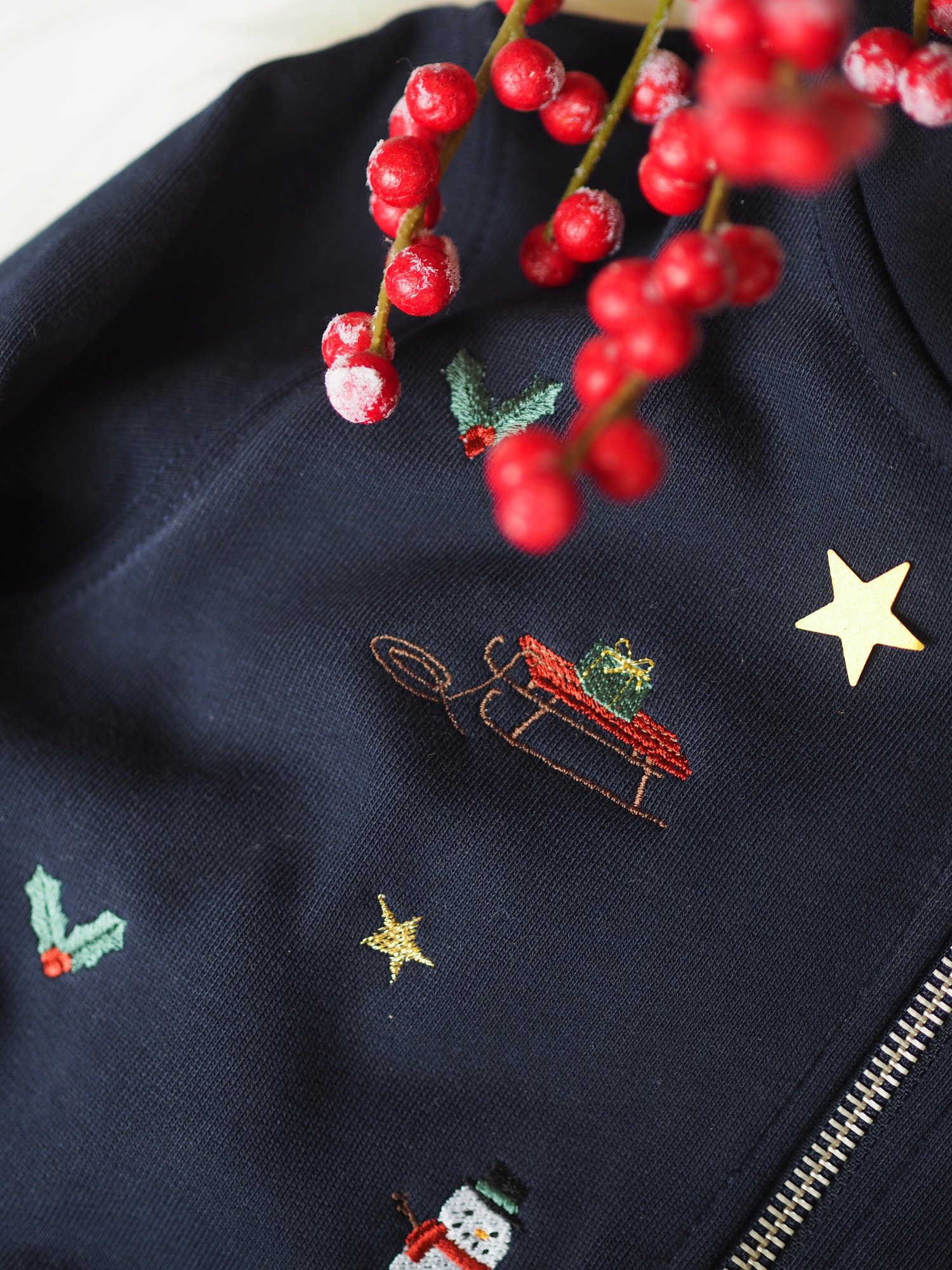 Image of Christmas Sprinkles - Navy zipped hoody