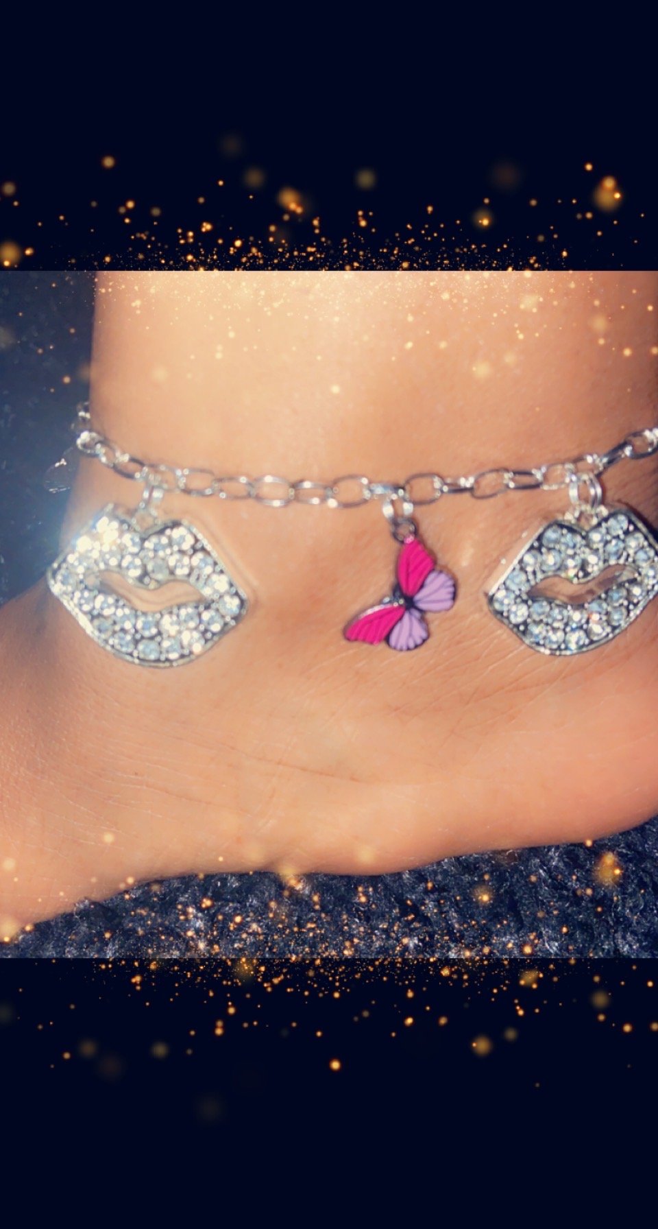 Image of  kissy lips with butterflies ankle/anklet bracelets choose 1 of your choice