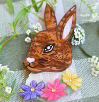 Image 1 of Blaire Bunny Brooch - purple pink yellow flower