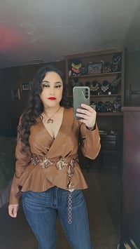 Image 3 of Paris Faux Leather Blouse 
