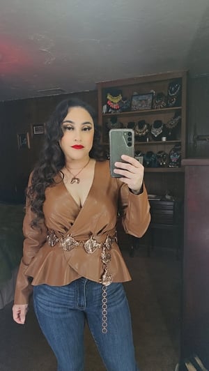 Image of Paris Faux Leather Blouse 