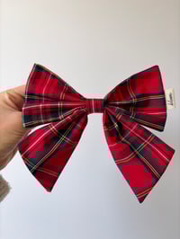 Image 1 of Red tartan hairbow