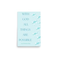 Image 2 of Matthew 19:26 With God All Things Are Possible Blue with Bows Poster