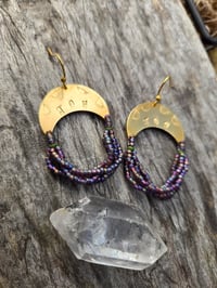 Image 2 of Purple JOY beaded earrings
