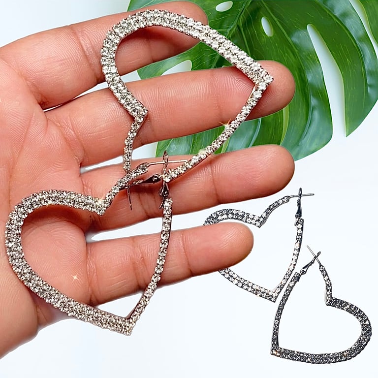 Bling Heart Hoops