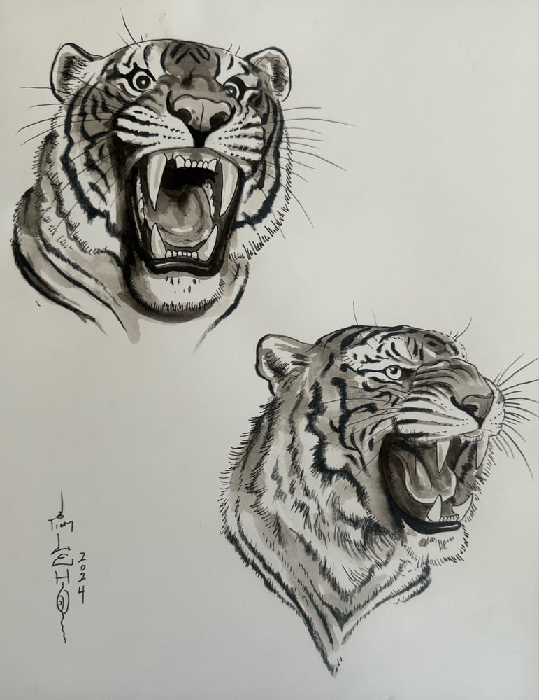 Image of Original Tim Lehi "Tiger Book Art 72" Illustration