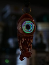 Image 10 of Color Burst Twisted tongue pendant, OOAK green purple orange blue Glow