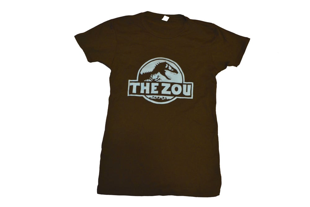 Image of Women's Cut Chocolate w/Baby Blue Zou Dino Tee (free shipping)