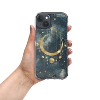 Image 13 of Blue and Gold Celestial Moons Design Clear Case for iPhone®