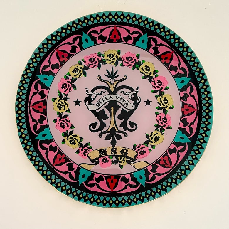 Image of Bella Vita Plate Light Pink/Aqua