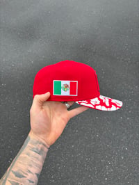 Image 4 of  RED WHITE CAMO BRIM MEXICO CUSTOM FITTED CAP