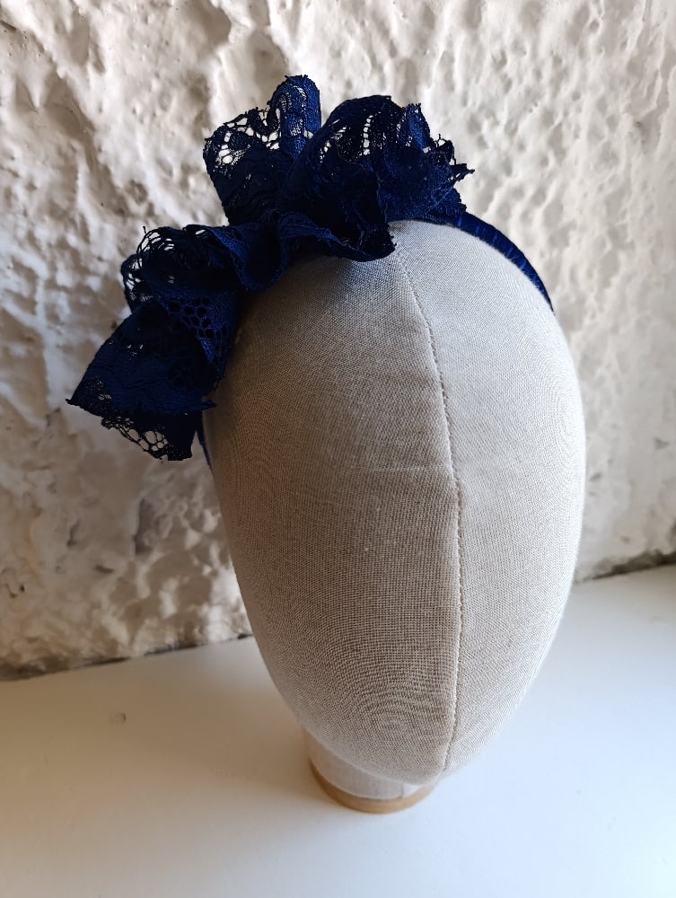 Image of Cerchietto rouches pizzo blu cina 