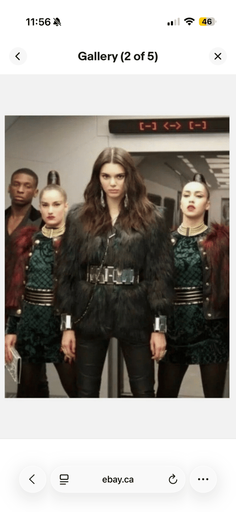 Image of BALMAIN x HM GREEN FAUX FUR TIE UP JACKET (SIZE )