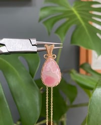 Image 1 of Gold Rhodochrosite Teardrop Crystal Necklace