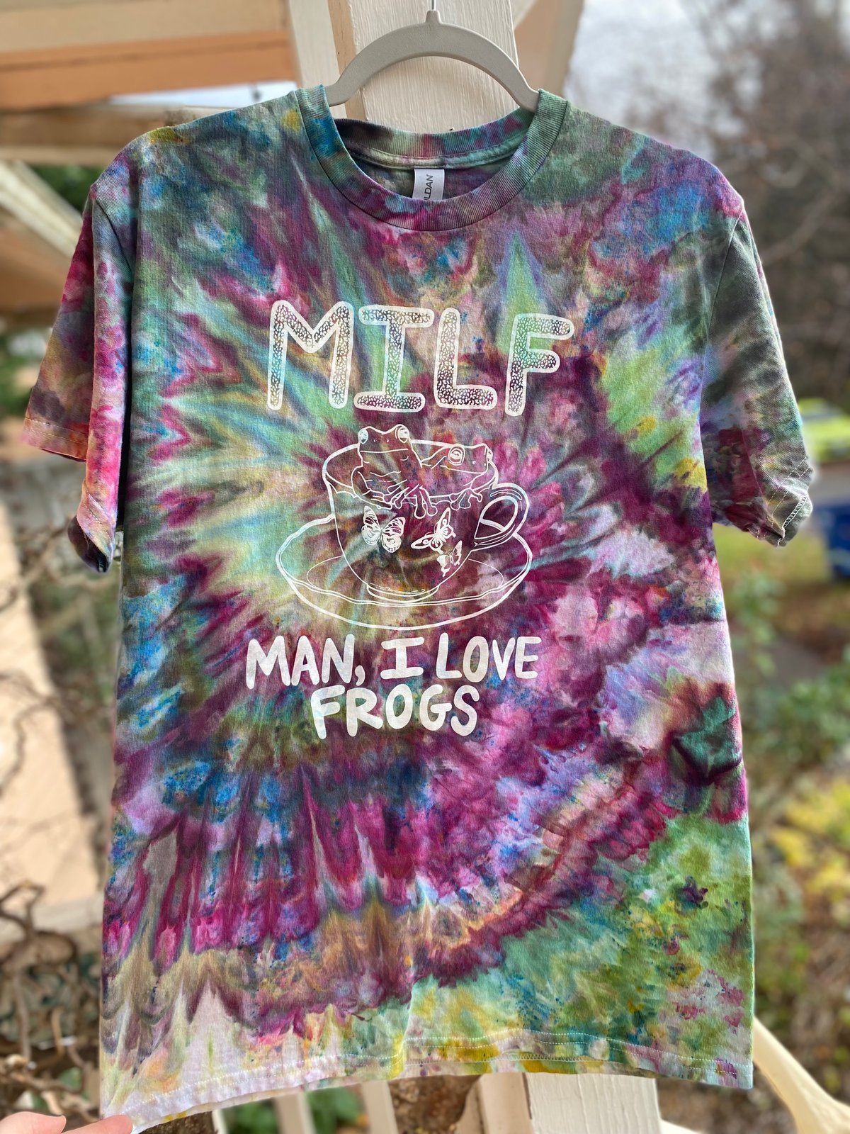 Image of MEDIUM MILF Man I Love Frogs Tie Dye Shirt 7