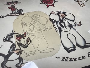 Image of Original 1950’s “Painless Nell” Bowen “US Navy Sailor” Acetate Stencil & “PN” etching