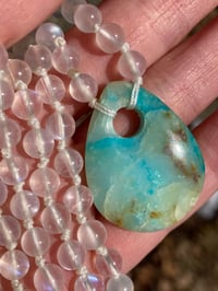 Image 1 of Blue Moonstone Mala with Peruvian Opal Pendant, Moonstone Mala, Peruvian Opal Mala, 108 Beads