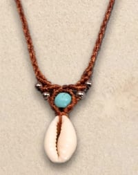 Image 1 of Cowrie Shell Turquoise Necklace 