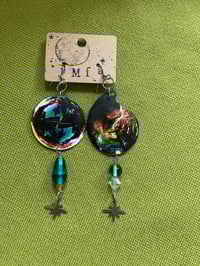 Image 2 of heirloom angel fossil & bubble beaded dangle earrings