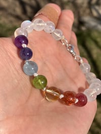 Image 2 of Rainbow Chakra Bracelet, Rainbow Gemstone Adjustable Bracelet, Rainbow Crystal Bracelet