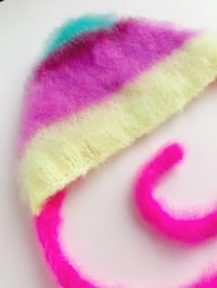 Image 2 of Sofie and Iris Turqouise, Bordeaux, Purple, Pastel Neon Yellow and Hot Pink Blurry Bonnet