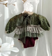 Image 3 of Newborn body-dress for photo shoots | Rini | khaki green | burgundy