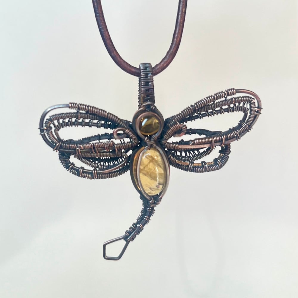 Image of Citrine Dragonfly Necklace