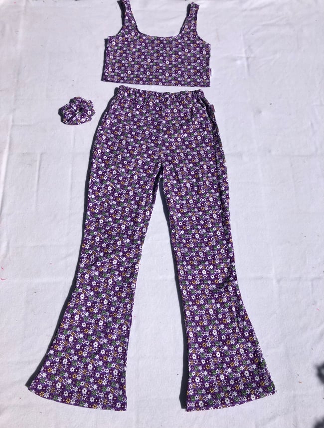 Pre made/ ready to ship Floral ribbed flares 
