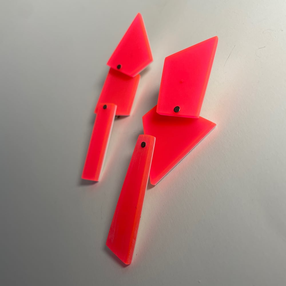 Image of Articulated Neon Pink Earrings 