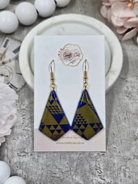 Image 1 of Gold and Blue Geo Earrings