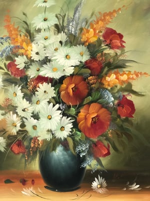 Peinture sur Toile Bouquet de fleurs Marguerites 