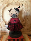 Pug Folk Art Witch dog on candy box creation