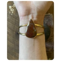 Image 2 of Earthy Maroon Agate Cuff in Solid Brass