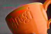 Image 1 of Personalized Stamped Coffee Tea Soup Cocoa Mug Made to Order by Symmetrical Pottery