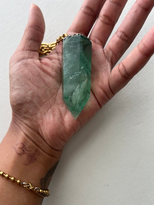 Image of BIG MAMA • Green Fluorite Large Crystal Necklace