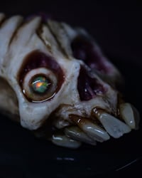 Image 12 of Brain nugget Skull pendant, stainless steel chain , fire opal eye, OOAK one of a kind original