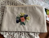 Image 1 of Floral embroidered bag - Pinks and blues