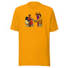 bootleg "SCARFACE pixelated chainsaw scene" on gold tshirt