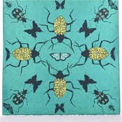 Image of Turquoise Kaleidoscope with Beetles 21 x 21