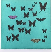 Image of Turquoise with Butterflies 21 x 21