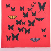 Image of Red with Butterflies 21 x 21