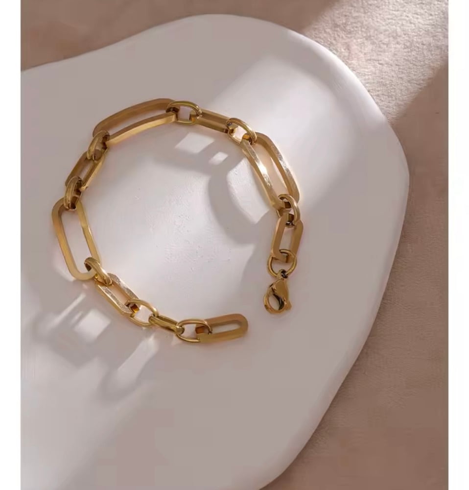 Image of  ALEJANDARA 18ct Gold Plated Oversized Chunky Modern Paperclip Chain Bracelet