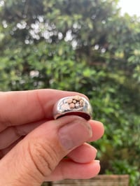 Image 1 of yellow and rose gold & silver pebble ring 