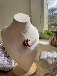 Image 1 of Red Obsidian Silver Moon  Necklace