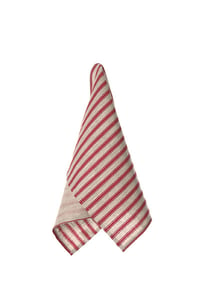 Image of Mulberry Red & Oatmeal Stripe Linen Tea Towels by Birdkage- set of 2
