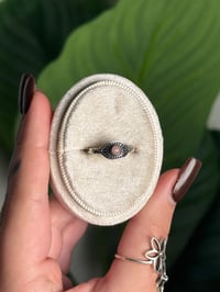 Image 1 of .925 SS PINK OPAL EVIL EYE RING ADJUSTABLE SIZES 5-12