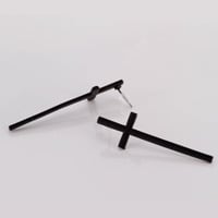 Image of Matte Black Long Cross Earrings