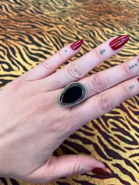 Image 1 of Sterling silver ring with black onyx size 59
