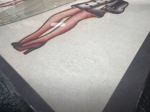 Image of Original 1950’s “Painless Nell” Bowen “Islander Pinup” Acetate Stencil & “PN” etching